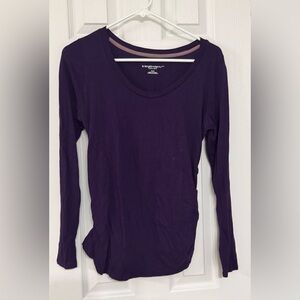 Women's Maternity Comfy Plain Purple Scoop Neck Long Sleeve Top- Size M